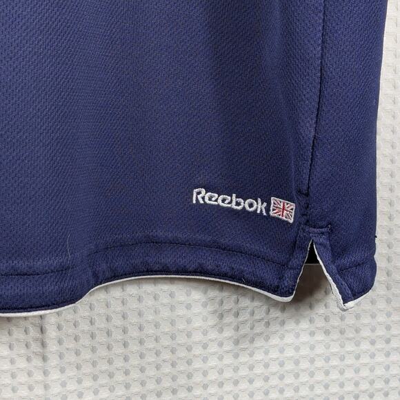 Reebok XL Shirt Men's Navy Blue Performance Athletic Tee Retro Style Stripe - Picture 2 of 4